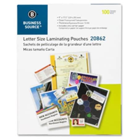 Business Source Business Source BSN20864 Laminating Pouch; Ltr; 5Mil; 9 in. x 11.5 in.; 100-BX; Clear BSN20864